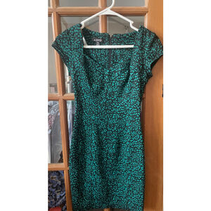 Women's A. BYER Black Teal Leopard Print Sheath Dress Juniors 3